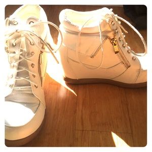 Cute white sneakers with heel
